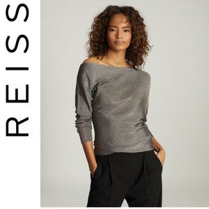 Reiss ISLA METALLIC ASYMMETRIC TOP Charcoal M